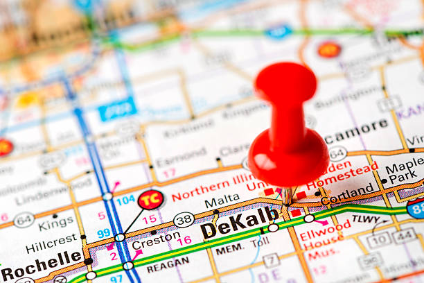 istock US capital cities on map series: DeKalb, IL 180739924