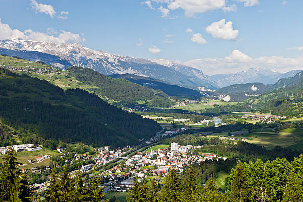 ilanz - landscape laax graubunden canton switzerland стоковые фото и изображения