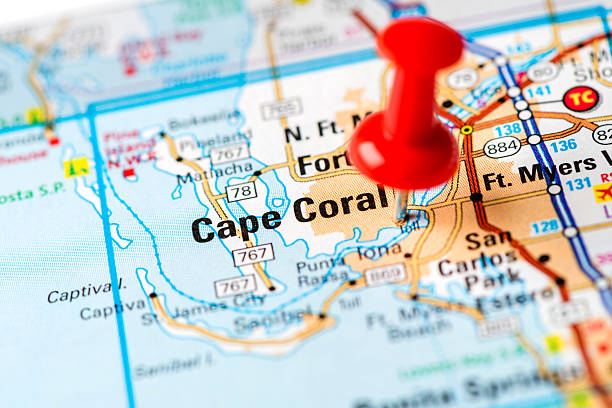 istock US capital cities on map series: Cape Coral, Florida, FL 180741160