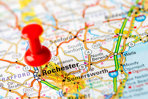 istock US capital cities on map series: Rochester, NH 180741210