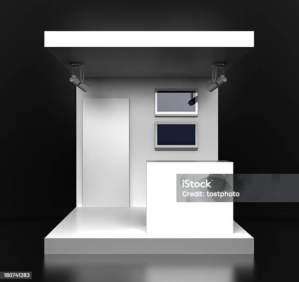 White Kiosk Stock Photo - Download Image Now - Kiosk, Bar Counter, Black Background