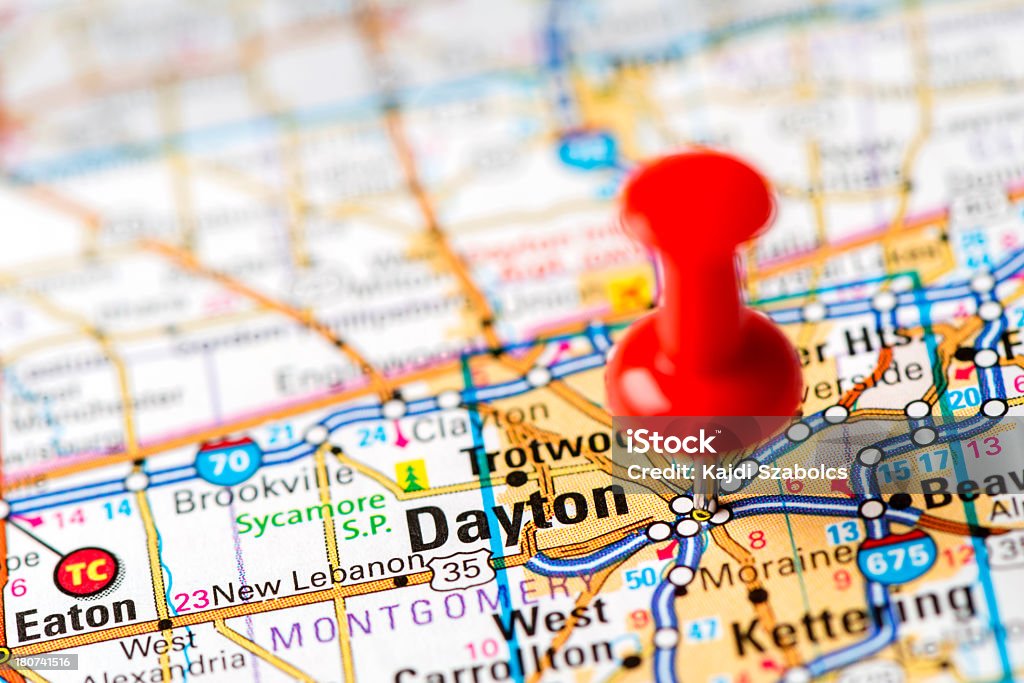 US capital cities on map series: Dayton, OH http://farm8.staticflickr.com/7189/6818724910_54c206caf8.jpg Dayton - Ohio Stock Photo