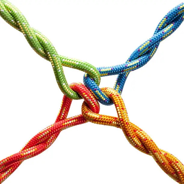 Photo of Colored ropes tied into a knot