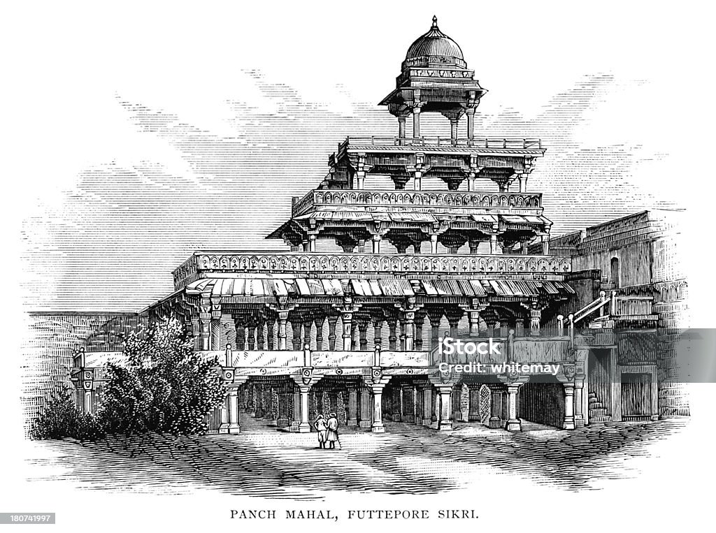 Panch Mahal, Fatehpur dargah, India - Ilustración de stock de Columna arquitectónica libre de derechos