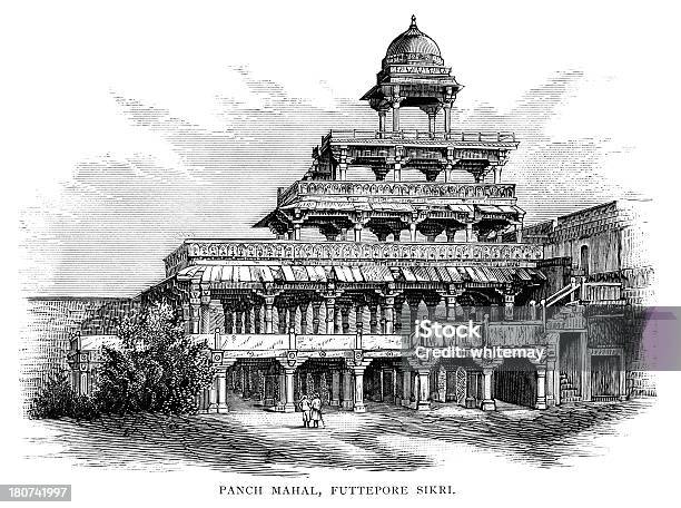 Panch Mahal Fatehpur Sikri Indie - Stockowe grafiki wektorowe i więcej obrazów Indie - Indie, Kolumna architektoniczna, Fatehpur Sikri