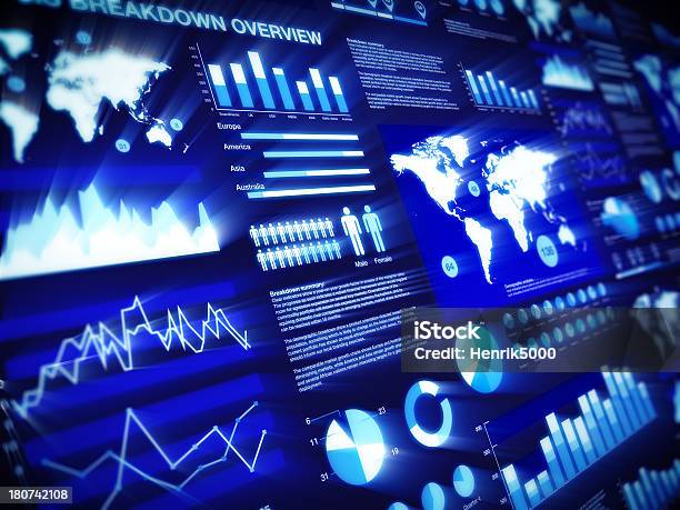 Grafiken Und Diagrammen Szene Auf Dunkel Blauem Hintergrund Stockfoto und mehr Bilder von Daten