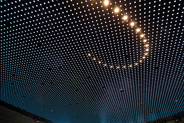 istock Sea of blue and white ceiling lamps 180742333