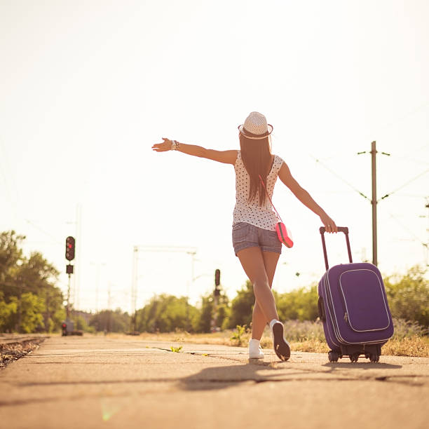 istock Young happy female Traveler 180742543