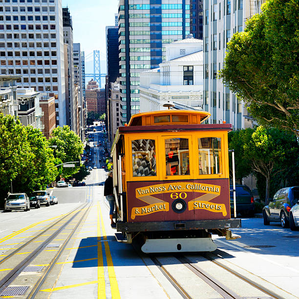 tram - overhead cable car car usa avenue foto e immagini stock
