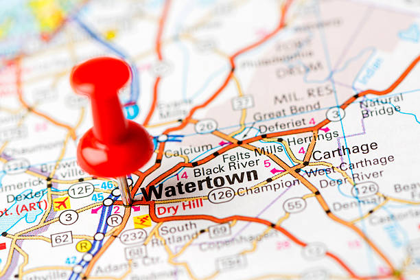 istock US capital cities on map series: Watertown, NY 180742775