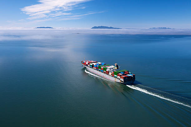 Container Ship, Wide Angle stock photo