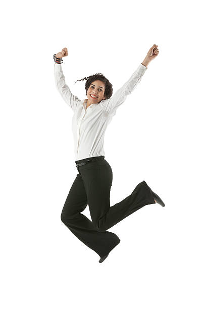 istock Businesswoman jumping for joy 180742866
