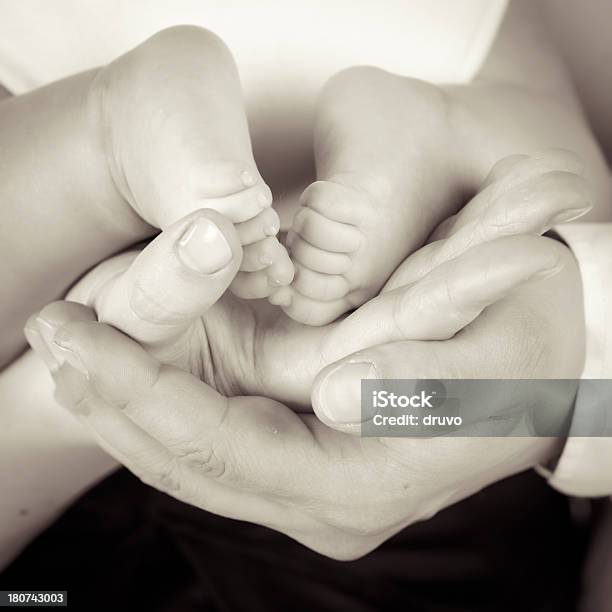 Pais Segurando Bebê De Pés - Fotografias de stock e mais imagens de 0-11 Meses - 0-11 Meses, Adulto, Bebé
