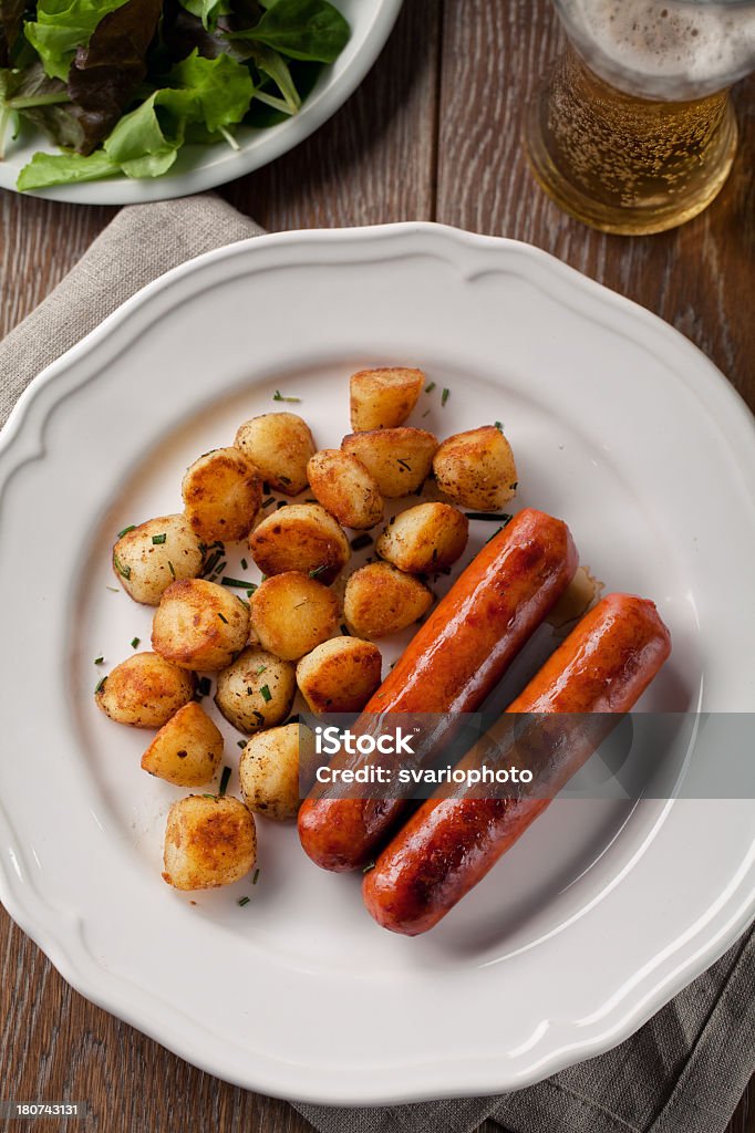 소시지, 감자 - 로열티 프리 감자 요리 스톡 사진