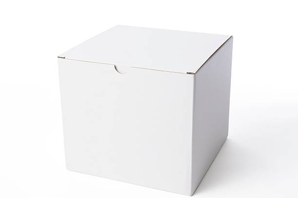 Closed white blank cube box isolated on white background with clipping path.