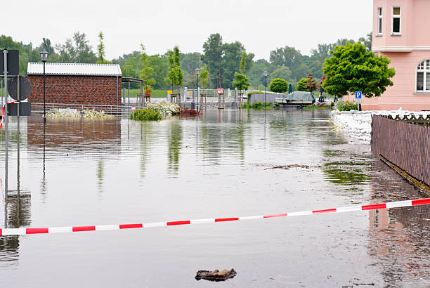 security barrier at a river because of highwater - translation: highwater