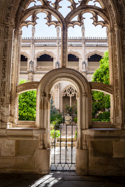 Cloister of a monastery stock photo