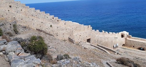 Old city of Monemvasia on Peloponese, Greece with great architecture