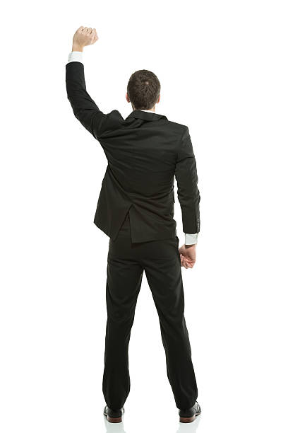 istock Businessman standing with his hand raised 180743694