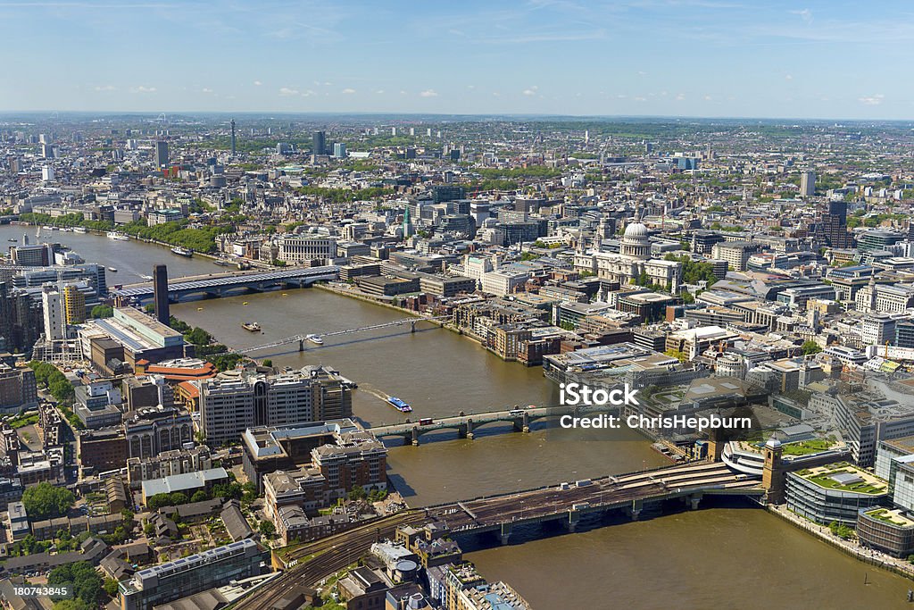 London Skyline Luftbild, England - Lizenzfrei Ansicht aus erhöhter Perspektive Stock-Foto