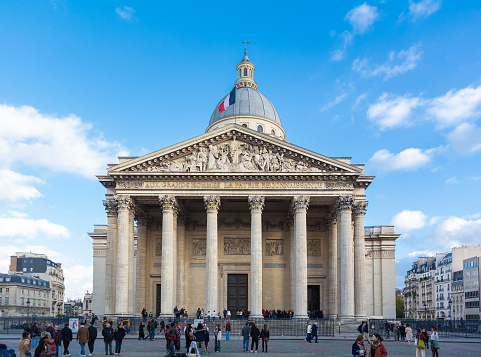 Paris, France, 21th of November 2023, A cityscape with people around Pantheon in the latin quarter of Paris,