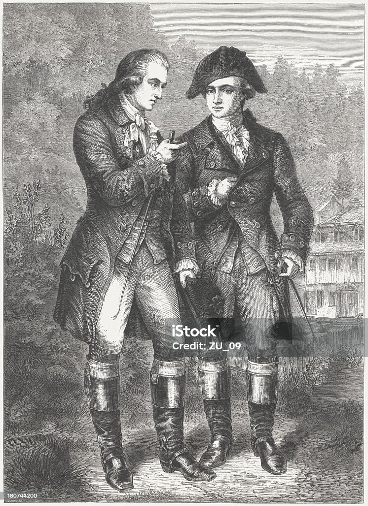Goethe und Karl August - Lizenzfrei Asiatischer Holzschnitt Stock-Illustration