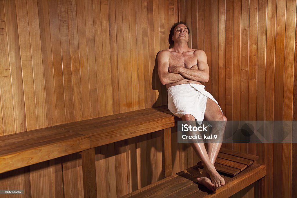 Homem maduro na sauna - Royalty-free Sauna Foto de stock