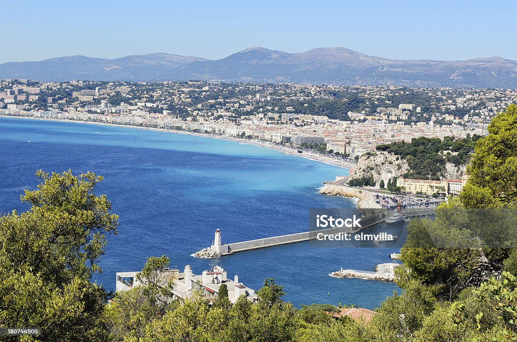 Panorama of Nice порт и Пляж - Стоковые фото Английская набережная роялти-фри
