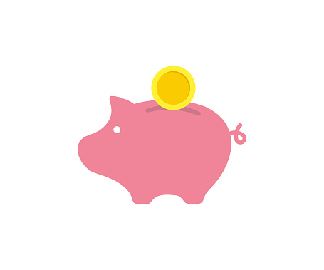 istock Piggy bank being filled with golden coins. Money saving, banking and investment concept vector design and illustration. 1807448313