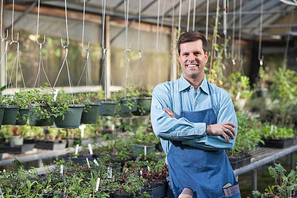 istock Man working in plant nursery 180745006