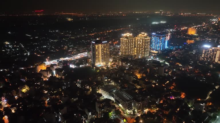 Above the rooftops of Hanoi, high rise building of Tay Ho distr, Quang An ward