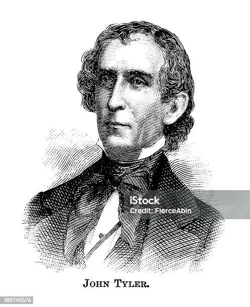 John Tylermit Antiken Porträt Stock Vektor Art und mehr Bilder von John Tyler - Präsident - John Tyler - Präsident, Gravieren, Gravur