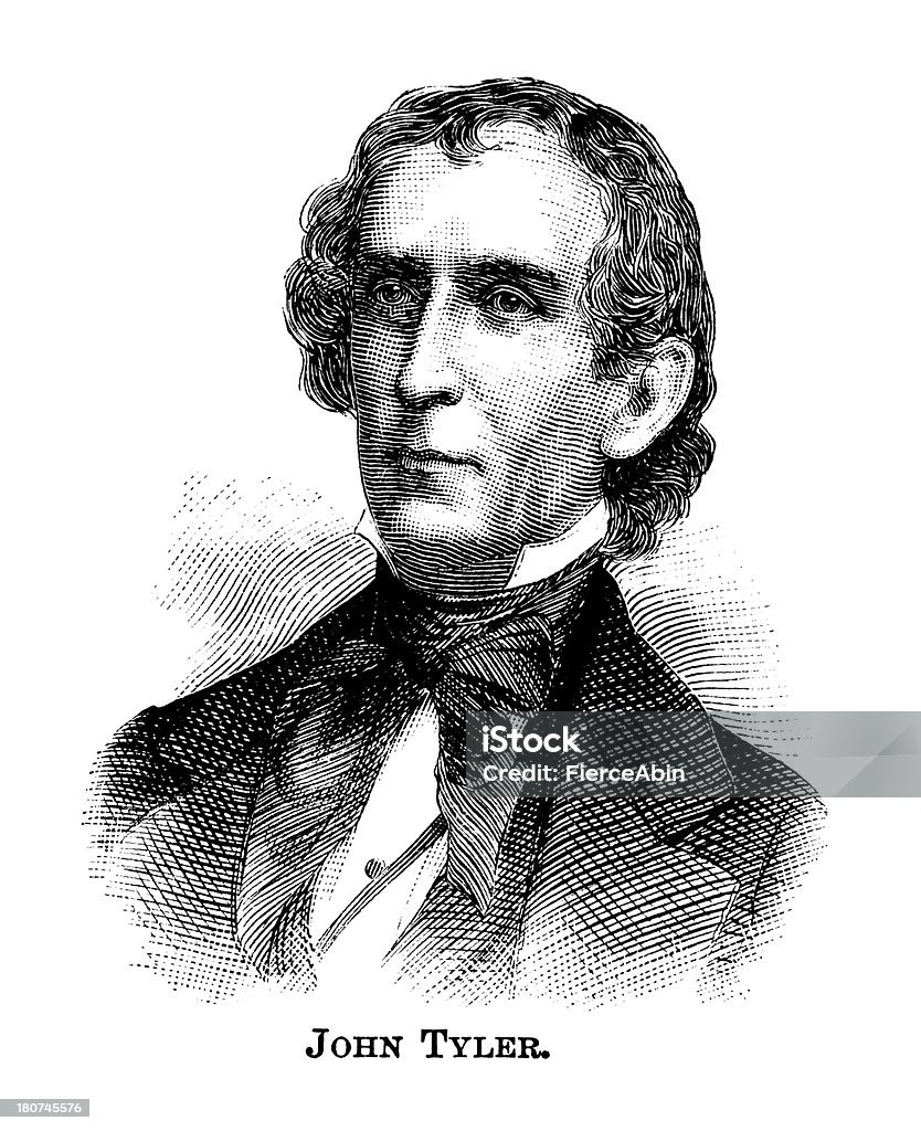 John Tyler-Antiguidade gravado Retrato - Royalty-free John Tyler - Presidente Ilustração de stock