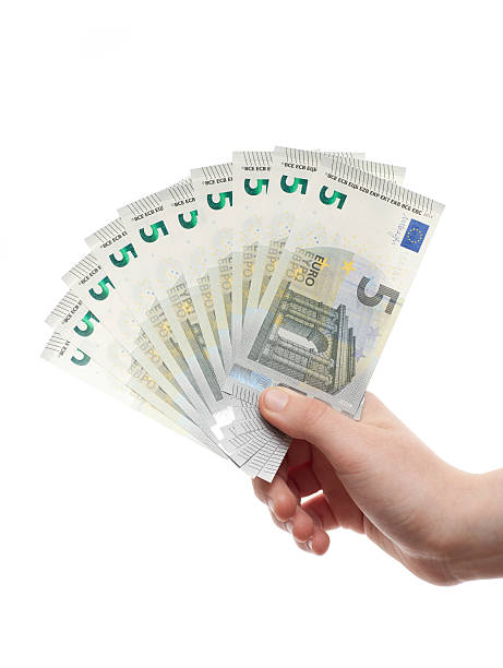 nuovo fie euro conto bancario - five euro banknote new paper currency currency foto e immagini stock