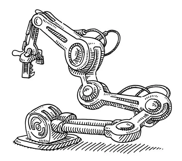 Vector illustration of Industrial Robot Technology Drawing