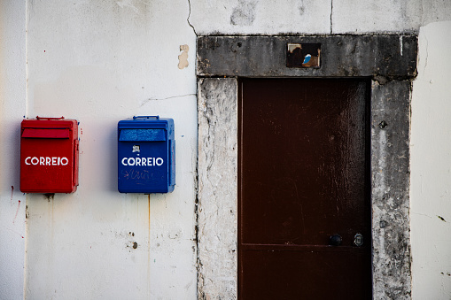 Post box on the wall of the building in Tagus Port Belem Lisbon
