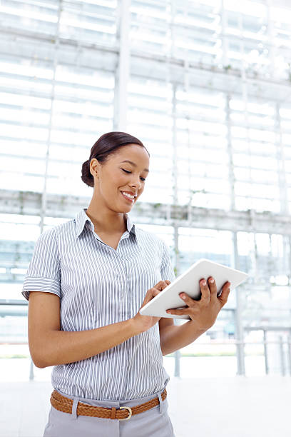 istock Always online when she's on the move 180746731
