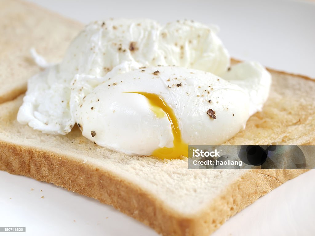 Poached egg "Freshness poached egg on white toastedmore food photos,Please click my food lightbox:" Bread Stock Photo