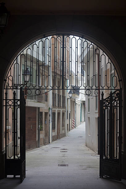 istock Narrow street behind a big gate 180746940