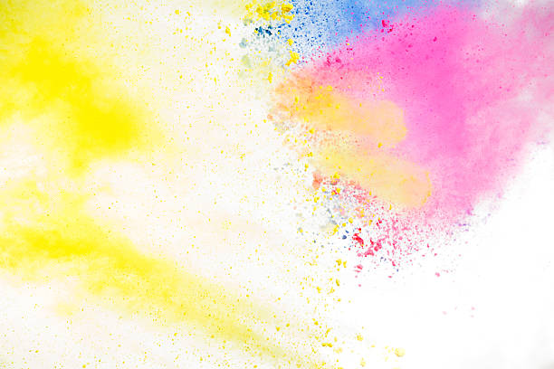 istock Pink, Yellow & Blue Holi Powder over white 180747065