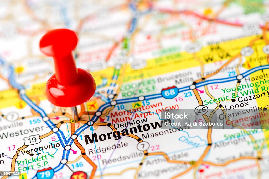 Noi capitale città sulla mappa serie: Morgantown, W.VA. - Foto stock royalty-free di Morgantown