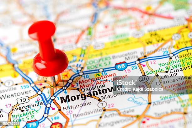 Noi Capitale Città Sulla Mappa Serie Morgantown Wva - Fotografie stock e altre immagini di Morgantown