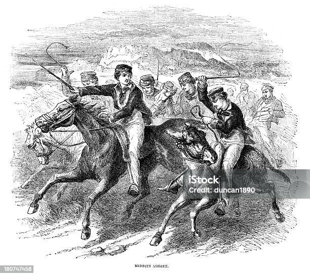 Middies A Terra - Immagini vettoriali stock e altre immagini di Gara ippica - Gara ippica, 1860-1869, Andare a cavallo