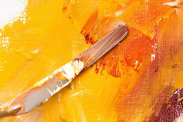 abstrakt hintergrund mit textur aus segeltuch mit öl farben - palette knife painting stock-fotos und bilder