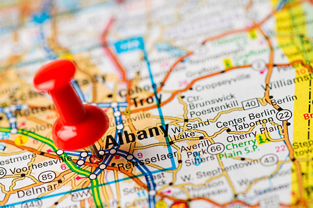 istock US capital cities on map series: Albany, NY 180747823