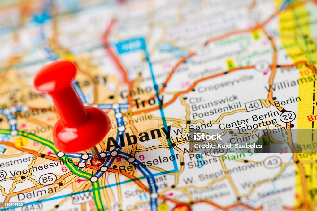 Нам столицы на карте серии: Олбани, штат Нью-Йорк - Стоковые фото Олбани - штат Нью-Йорк роялти-фри