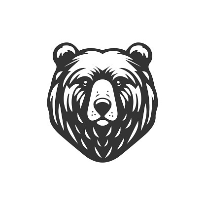 bear vector. black bear on a white background. Logo, emblem, icon, sign