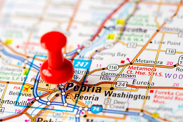istock US capital cities on map series: Peoria, IL 180748568