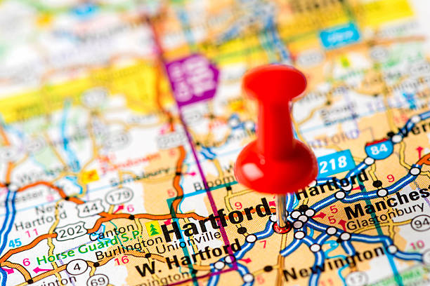 istock US capital cities on map series: Hartford, Connecticut 180748603
