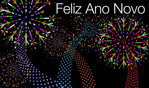 Vector illustration of Happy New Year in Portuguese